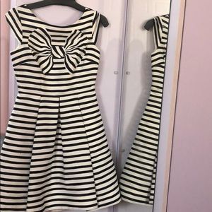 striped kate spade dress with a bow in the front